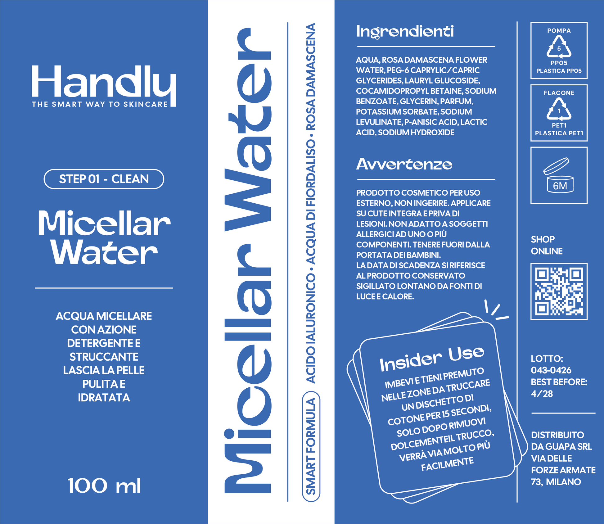 Micellar Water Handly — acqua micellare struccante 100ml — Step 01 Clean