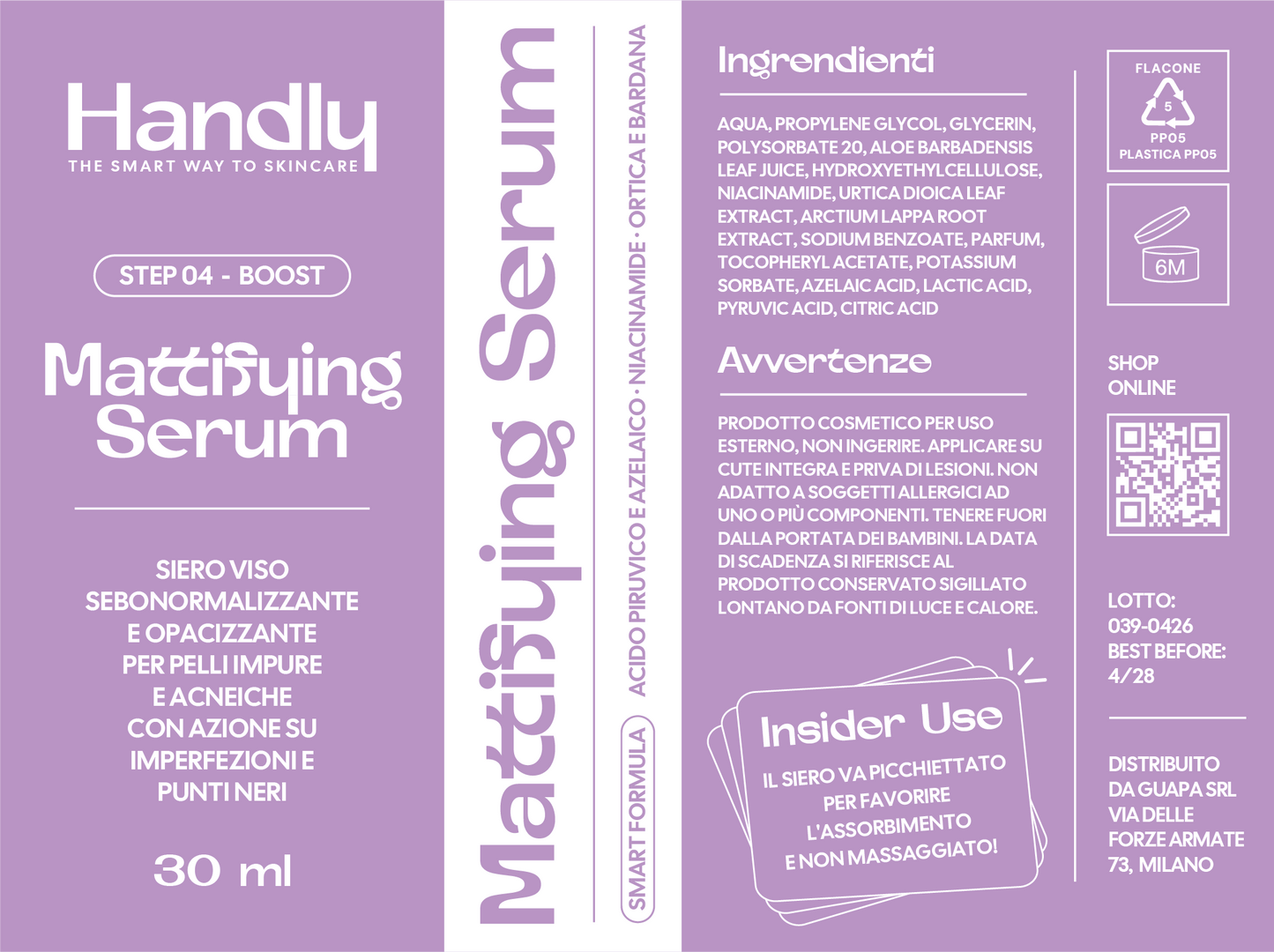 Mattifying Serum Handly — siero sebonormalizzante niacinamide 30ml — Step 04 Boost