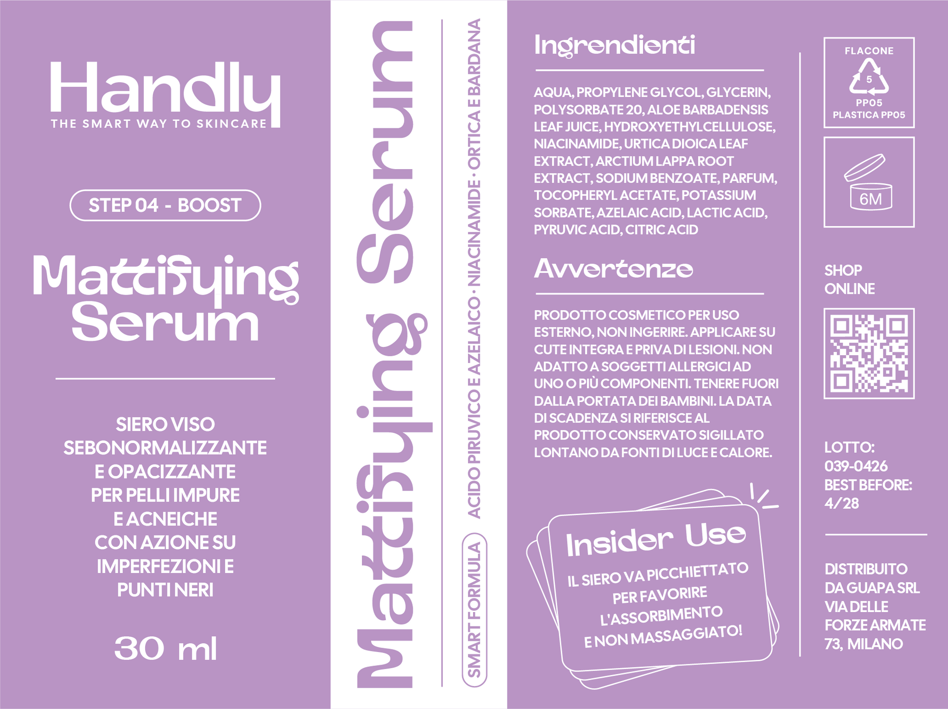 Mattifying Serum Handly — siero sebonormalizzante niacinamide 30ml — Step 04 Boost