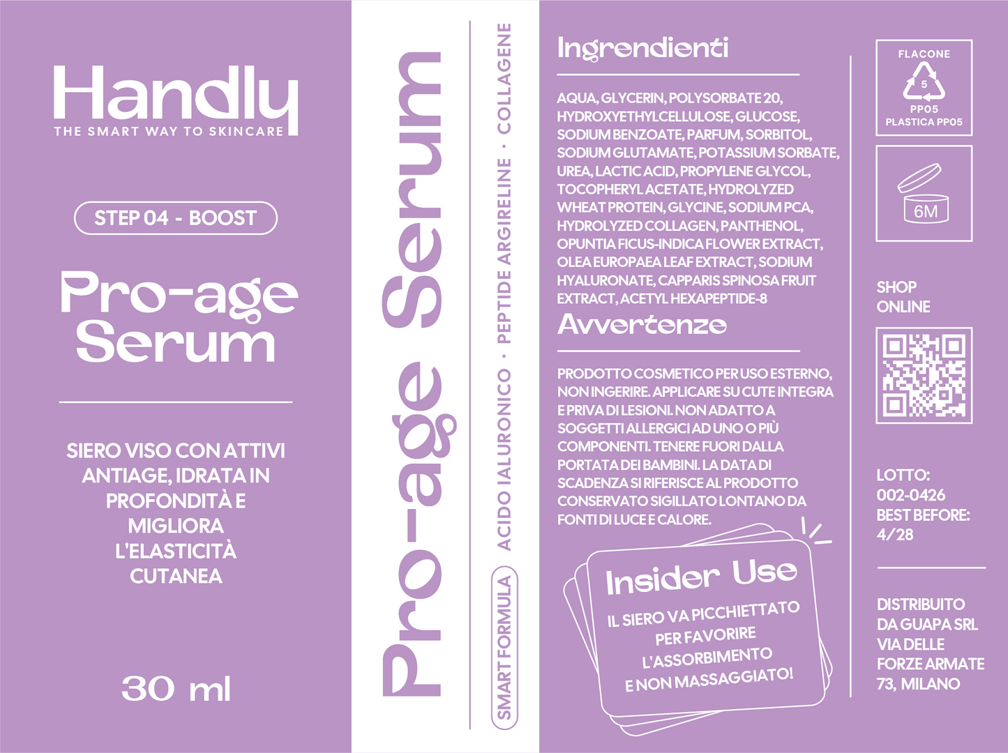 Pro-age Serum Handly — siero antiage peptide argireline collagene 30ml — Step 04 Boost