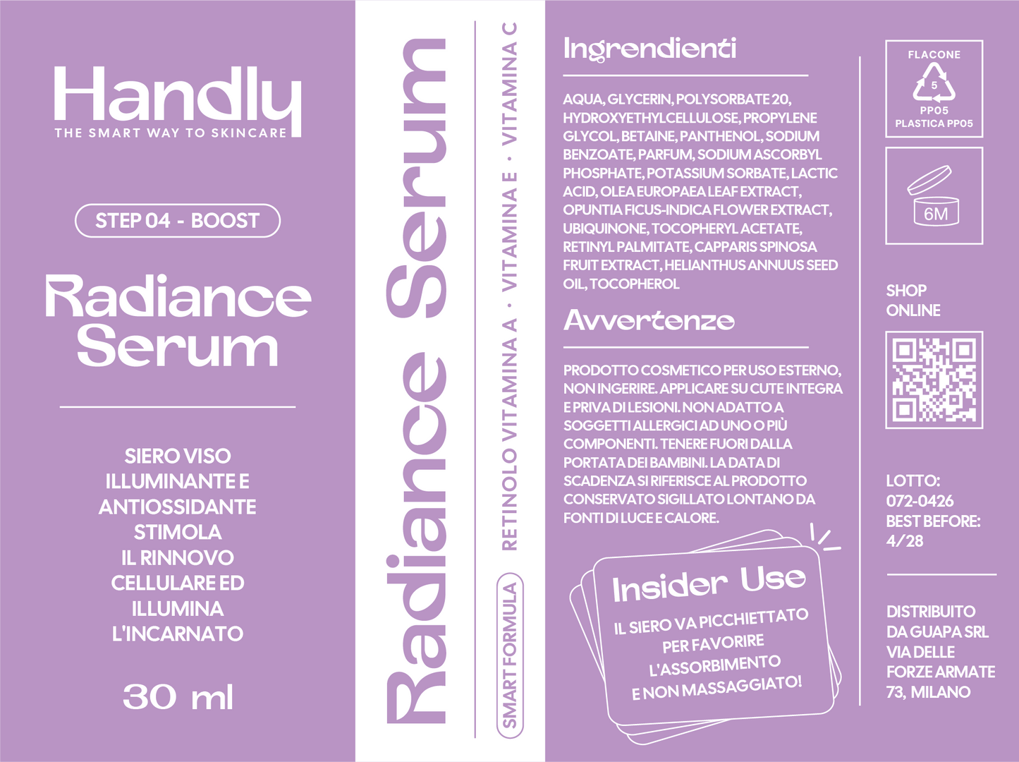 Radiance Serum Handly — siero illuminante retinolo vitamina C 30ml — Step 04 Boost